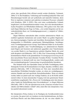 Image of the Page - 110 - in Cultural Governance in Österreich - Eine interpretative Policy-Analyse zu kulturpolitischen Entscheidungsprozessen in Linz und Graz