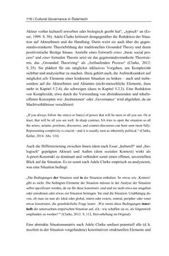 Image of the Page - 116 - in Cultural Governance in Österreich - Eine interpretative Policy-Analyse zu kulturpolitischen Entscheidungsprozessen in Linz und Graz