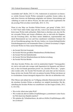 Bild der Seite - 150 - in Cultural Governance in Österreich - Eine interpretative Policy-Analyse zu kulturpolitischen Entscheidungsprozessen in Linz und Graz