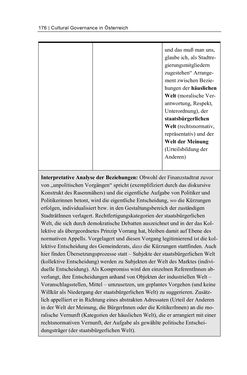 Image of the Page - 176 - in Cultural Governance in Österreich - Eine interpretative Policy-Analyse zu kulturpolitischen Entscheidungsprozessen in Linz und Graz