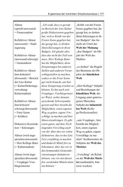 Image of the Page - 177 - in Cultural Governance in Österreich - Eine interpretative Policy-Analyse zu kulturpolitischen Entscheidungsprozessen in Linz und Graz