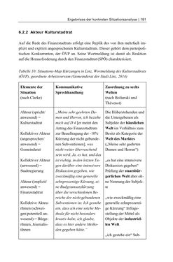 Bild der Seite - 181 - in Cultural Governance in Österreich - Eine interpretative Policy-Analyse zu kulturpolitischen Entscheidungsprozessen in Linz und Graz