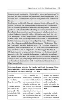 Image of the Page - 199 - in Cultural Governance in Österreich - Eine interpretative Policy-Analyse zu kulturpolitischen Entscheidungsprozessen in Linz und Graz