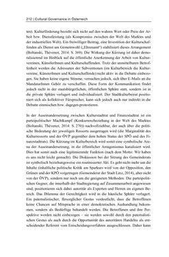 Image of the Page - 212 - in Cultural Governance in Österreich - Eine interpretative Policy-Analyse zu kulturpolitischen Entscheidungsprozessen in Linz und Graz