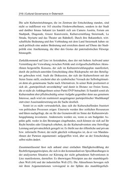 Bild der Seite - 216 - in Cultural Governance in Österreich - Eine interpretative Policy-Analyse zu kulturpolitischen Entscheidungsprozessen in Linz und Graz