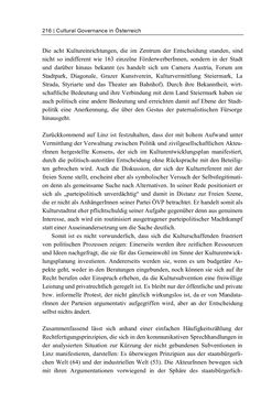 Image of the Page - 216 - in Cultural Governance in Österreich - Eine interpretative Policy-Analyse zu kulturpolitischen Entscheidungsprozessen in Linz und Graz