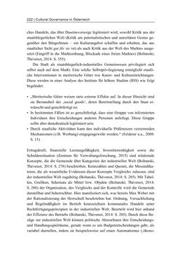 Bild der Seite - 222 - in Cultural Governance in Österreich - Eine interpretative Policy-Analyse zu kulturpolitischen Entscheidungsprozessen in Linz und Graz