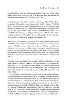 Bild der Seite - 227 - in Cultural Governance in Österreich - Eine interpretative Policy-Analyse zu kulturpolitischen Entscheidungsprozessen in Linz und Graz