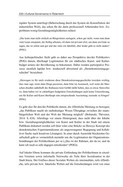Image of the Page - 230 - in Cultural Governance in Österreich - Eine interpretative Policy-Analyse zu kulturpolitischen Entscheidungsprozessen in Linz und Graz