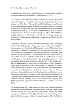 Bild der Seite - 234 - in Cultural Governance in Österreich - Eine interpretative Policy-Analyse zu kulturpolitischen Entscheidungsprozessen in Linz und Graz