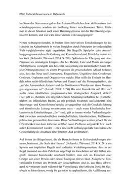 Bild der Seite - 238 - in Cultural Governance in Österreich - Eine interpretative Policy-Analyse zu kulturpolitischen Entscheidungsprozessen in Linz und Graz