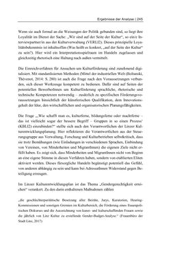 Bild der Seite - 245 - in Cultural Governance in Österreich - Eine interpretative Policy-Analyse zu kulturpolitischen Entscheidungsprozessen in Linz und Graz
