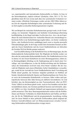 Image of the Page - 260 - in Cultural Governance in Österreich - Eine interpretative Policy-Analyse zu kulturpolitischen Entscheidungsprozessen in Linz und Graz