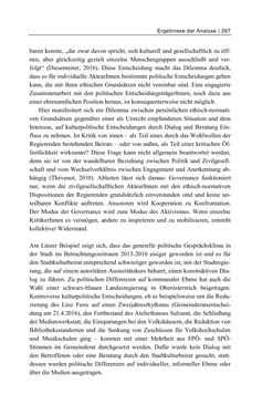 Bild der Seite - 267 - in Cultural Governance in Österreich - Eine interpretative Policy-Analyse zu kulturpolitischen Entscheidungsprozessen in Linz und Graz