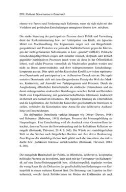 Bild der Seite - 270 - in Cultural Governance in Österreich - Eine interpretative Policy-Analyse zu kulturpolitischen Entscheidungsprozessen in Linz und Graz