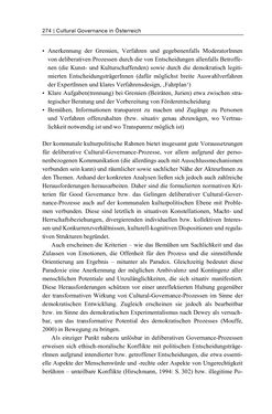 Bild der Seite - 274 - in Cultural Governance in Österreich - Eine interpretative Policy-Analyse zu kulturpolitischen Entscheidungsprozessen in Linz und Graz