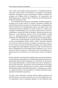 Image of the Page - 278 - in Cultural Governance in Österreich - Eine interpretative Policy-Analyse zu kulturpolitischen Entscheidungsprozessen in Linz und Graz