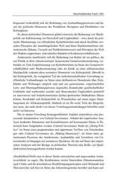 Image of the Page - 281 - in Cultural Governance in Österreich - Eine interpretative Policy-Analyse zu kulturpolitischen Entscheidungsprozessen in Linz und Graz