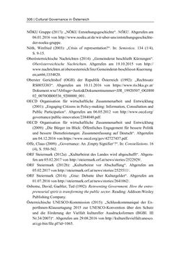 Bild der Seite - 306 - in Cultural Governance in Österreich - Eine interpretative Policy-Analyse zu kulturpolitischen Entscheidungsprozessen in Linz und Graz