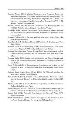 Bild der Seite - 309 - in Cultural Governance in Österreich - Eine interpretative Policy-Analyse zu kulturpolitischen Entscheidungsprozessen in Linz und Graz