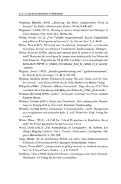 Bild der Seite - 312 - in Cultural Governance in Österreich - Eine interpretative Policy-Analyse zu kulturpolitischen Entscheidungsprozessen in Linz und Graz