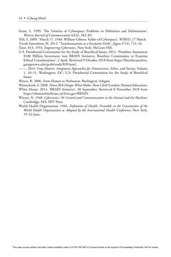 Image of the Page - 24 - in Cyborg Mind - What Brain–Computer and Mind–Cyberspace Interfaces Mean for Cyberneuroethics