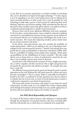 Image of the Page - 129 - in Cyborg Mind - What Brain–Computer and Mind–Cyberspace Interfaces Mean for Cyberneuroethics