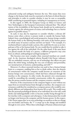 Image of the Page - 158 - in Cyborg Mind - What Brain–Computer and Mind–Cyberspace Interfaces Mean for Cyberneuroethics