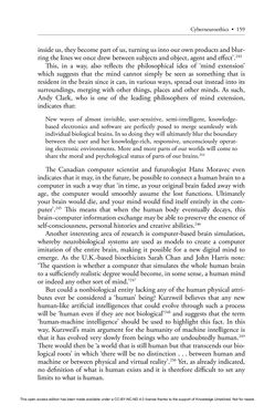 Image of the Page - 159 - in Cyborg Mind - What Brain–Computer and Mind–Cyberspace Interfaces Mean for Cyberneuroethics