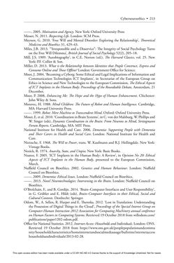 Bild der Seite - 213 - in Cyborg Mind - What Brain–Computer and Mind–Cyberspace Interfaces Mean for Cyberneuroethics