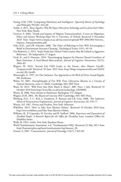 Image of the Page - 216 - in Cyborg Mind - What Brain–Computer and Mind–Cyberspace Interfaces Mean for Cyberneuroethics