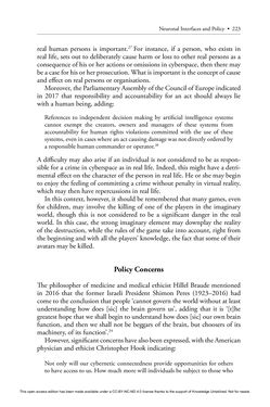 Image of the Page - 223 - in Cyborg Mind - What Brain–Computer and Mind–Cyberspace Interfaces Mean for Cyberneuroethics
