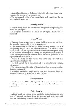 Image of the Page - 241 - in Cyborg Mind - What Brain–Computer and Mind–Cyberspace Interfaces Mean for Cyberneuroethics