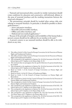 Image of the Page - 242 - in Cyborg Mind - What Brain–Computer and Mind–Cyberspace Interfaces Mean for Cyberneuroethics