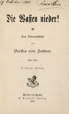 Bild der Seite - (00000003) - in Die Waffen nieder! - Eine Lebensgeschichte von Bertha von Suttner, Band 1