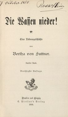 Bild der Seite - (00000003) - in Die Waffen nieder! - Eine Lebensgeschichte von Bertha von Suttner, Band 2