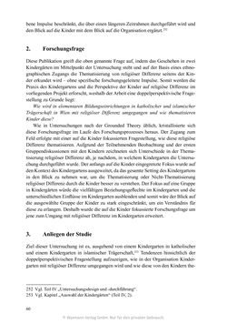 Image of the Page - 60 - in Umgang mit religiöser Differenz im Kindergarten - Eine ethnographische Studie an Einrichtungen in katholischer und islamischer Trägerschaft