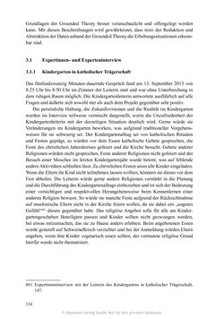 Bild der Seite - 134 - in Umgang mit religiöser Differenz im Kindergarten - Eine ethnographische Studie an Einrichtungen in katholischer und islamischer Trägerschaft