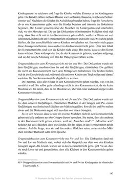 Bild der Seite - 143 - in Umgang mit religiöser Differenz im Kindergarten - Eine ethnographische Studie an Einrichtungen in katholischer und islamischer Trägerschaft
