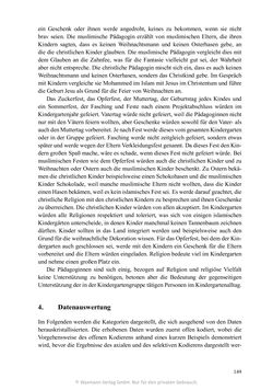 Bild der Seite - 149 - in Umgang mit religiöser Differenz im Kindergarten - Eine ethnographische Studie an Einrichtungen in katholischer und islamischer Trägerschaft