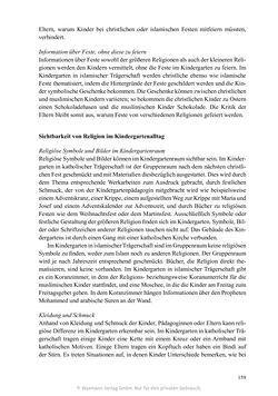 Bild der Seite - 159 - in Umgang mit religiöser Differenz im Kindergarten - Eine ethnographische Studie an Einrichtungen in katholischer und islamischer Trägerschaft