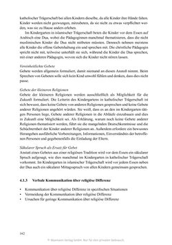 Image of the Page - 162 - in Umgang mit religiöser Differenz im Kindergarten - Eine ethnographische Studie an Einrichtungen in katholischer und islamischer Trägerschaft