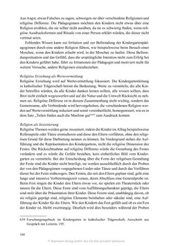 Image of the Page - 166 - in Umgang mit religiöser Differenz im Kindergarten - Eine ethnographische Studie an Einrichtungen in katholischer und islamischer Trägerschaft