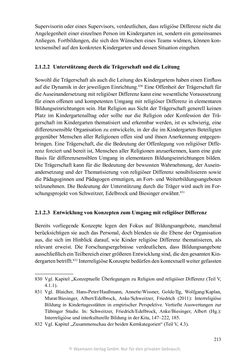 Bild der Seite - 213 - in Umgang mit religiöser Differenz im Kindergarten - Eine ethnographische Studie an Einrichtungen in katholischer und islamischer Trägerschaft