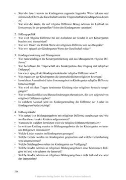 Image of the Page - 216 - in Umgang mit religiöser Differenz im Kindergarten - Eine ethnographische Studie an Einrichtungen in katholischer und islamischer Trägerschaft