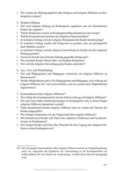 Image of the Page - 217 - in Umgang mit religiöser Differenz im Kindergarten - Eine ethnographische Studie an Einrichtungen in katholischer und islamischer Trägerschaft