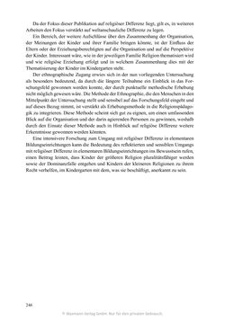 Image of the Page - 246 - in Umgang mit religiöser Differenz im Kindergarten - Eine ethnographische Studie an Einrichtungen in katholischer und islamischer Trägerschaft