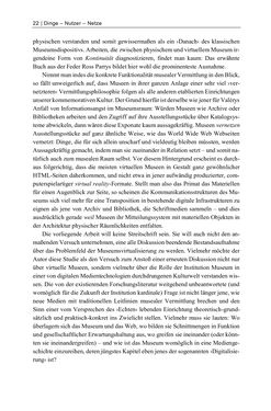 Image of the Page - 22 - in Dinge – Nutzer – Netze - Von der Virtualisierung des Musealen zur Musealisierung des Virtuellen