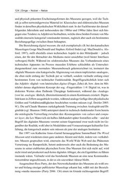 Bild der Seite - 124 - in Dinge – Nutzer – Netze - Von der Virtualisierung des Musealen zur Musealisierung des Virtuellen
