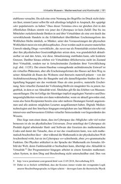 Image of the Page - 181 - in Dinge – Nutzer – Netze - Von der Virtualisierung des Musealen zur Musealisierung des Virtuellen